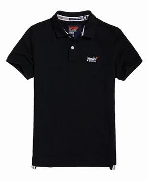 Superdry Organic Cotton Classic Pique Férfi Póló Fekete | YUXKJ2137